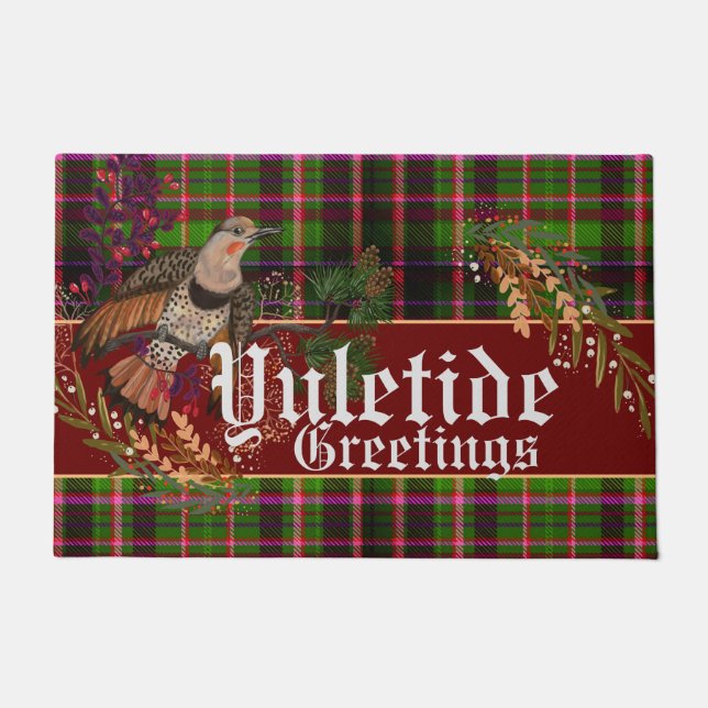 Yuletide Greetings Northern Flicker Fußmatte (Vorderseite)