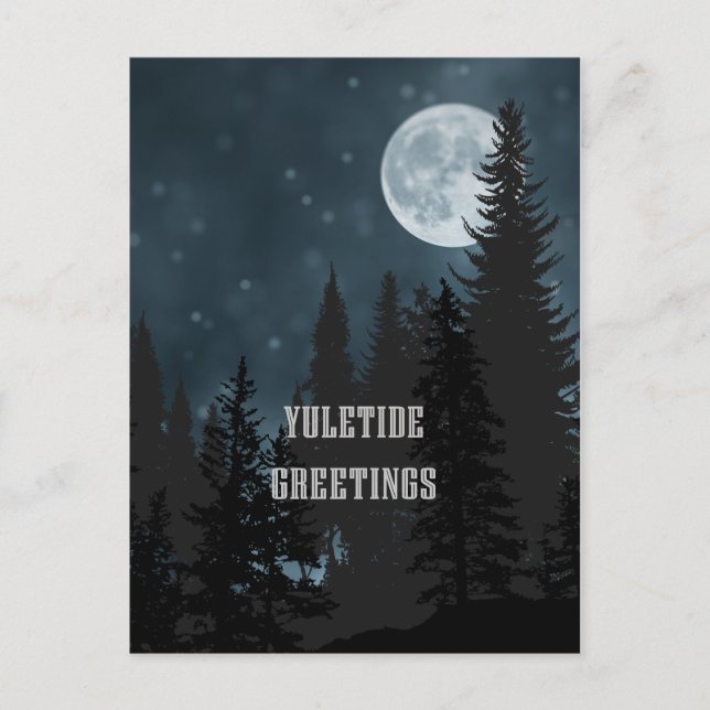 Yuletide Greetings - Weihnachten Moon Postkarte (Vorderseite)