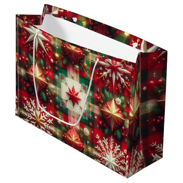 Yuletide Joy Große Geschenktüte (Vorderseite Schrägansicht)