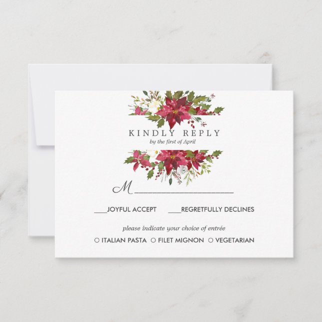 Yuletide | Mariage Poinsettia RSVP REPAS OPTION (Devant)