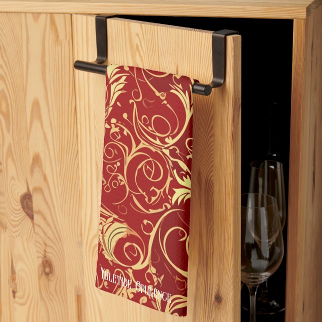 Yuletide Opulence: Goldene Weihnachtsdinge Geschirrtuch (Drittel gefaltet)