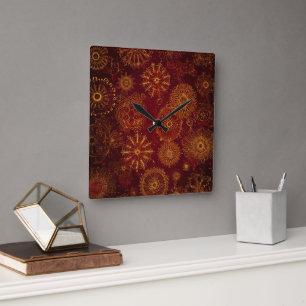 Yuletide Opulence: Goldene Weihnachtsdinge Quadratische Wanduhr