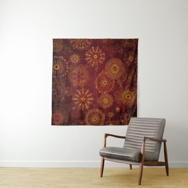 Yuletide Opulence: Goldene Weihnachtsdinge Wandteppich (Beispiel (Horizontal))