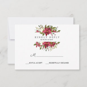 Yuletide   Poinsettia Weihnachtsreaktion RSVP Karte