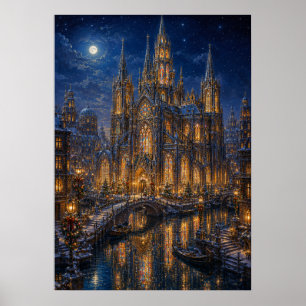 Yuletime Canal II - Leuchtende Kathedrale Poster