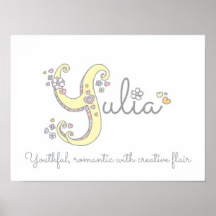 Yulia Name und Bedeutung Doodle Initial Kunst Post Poster