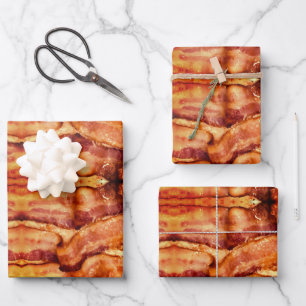 Yum Bacon Wrapping Paper Flat Sheet Set 3 Geschenkpapier Set
