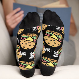 Yum Coole Feinschmecker Muster von Hamburgern schw Socken