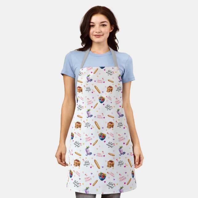 Yum Yum Morning Breakfast Pattern Apron Schürze (Getragen)