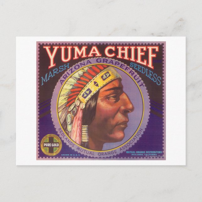 Yuma Chief Orange LabelRedlands, CA Postkarte (Vorderseite)