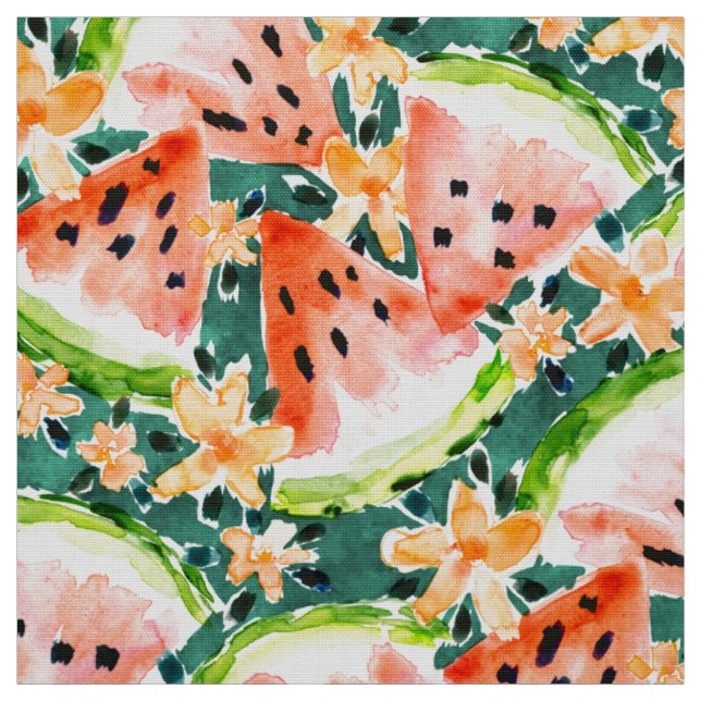 YUMMER SOMMER Aquarell-Wassermelonen Stoff (Muster)