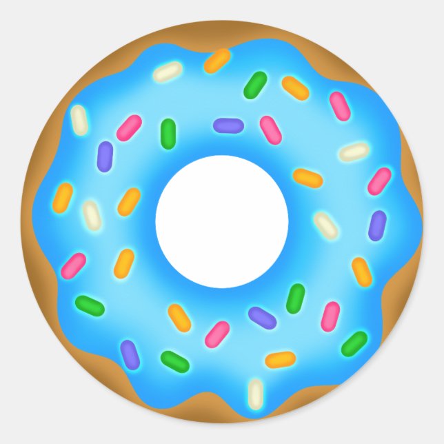 Yummy Blue Iced Sprinkled Sweet Doughnut Runder Aufkleber (Vorderseite)