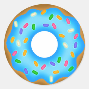 Yummy Blue Iced Sprinklerose Sweet Doughnut Runder Aufkleber