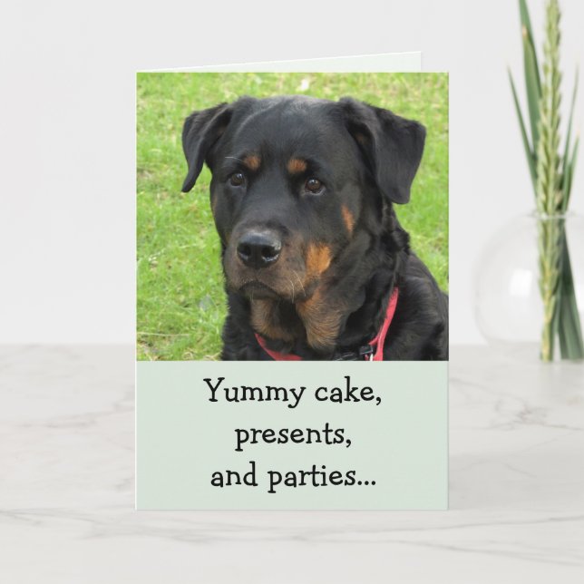 Yummy Cake Rottweiler Geburtstagskarte Karte (Vorderseite)