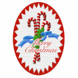 Yummy Candy Cane Weihnachtsdekoration Fotoskulptur Ornament<br><div class="desc">Eine Gruppe von leckeren roten und weißen Bonbons,  verbunden mit blauem Band und heilig auf lustigen Weihnachtsschmuck,  die in einer Karte in einem Umschlag für eine Weihnachtsüberraschung eingeschlossen werden können. In meinem Geschäft können Sie auch andere Süßkartoffeln und Geschenke genießen. Originelle Kunst und Design von Anura Design Studio.</div>
