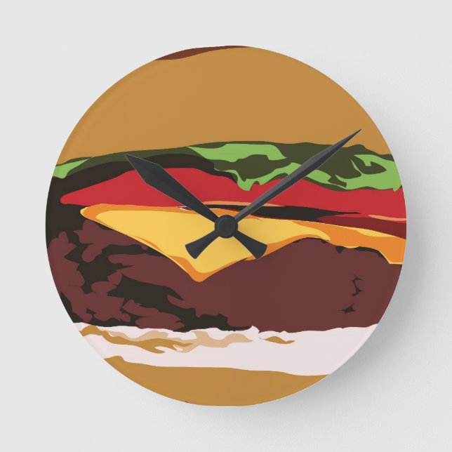 Yummy Cheeseburger Clock Runde Wanduhr (Vorderseite)