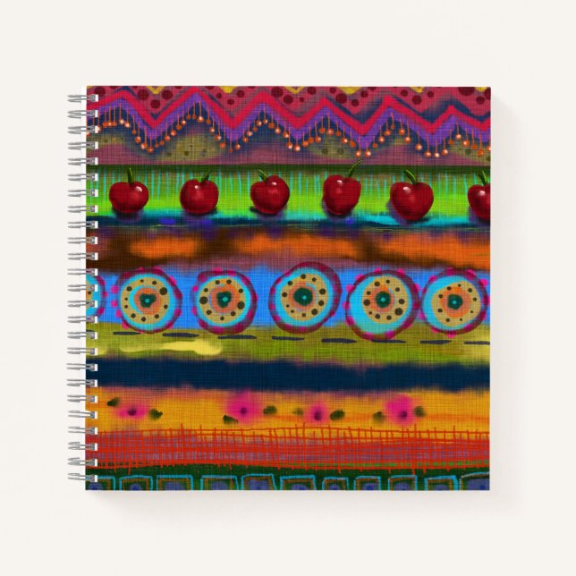 Yummy Cherries Boho Chic Beautiful Notizbuch (Vorderseite)