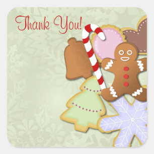 Yummy Cookie Exchange Vielen Dank Sticker- minze Quadratischer Aufkleber