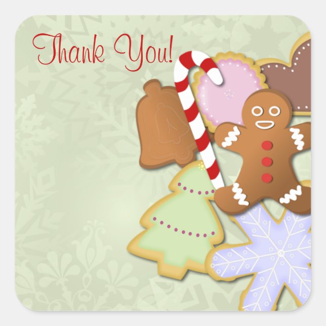 Yummy Cookie Exchange Vielen Dank Sticker- minze Quadratischer Aufkleber (Vorderseite)