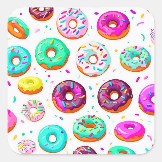 Yummy-Creme-Donuts Quadratischer Aufkleber (Vorderseite)