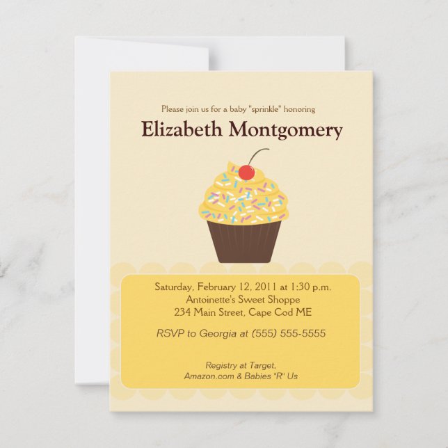 Yummy Cupcake Baby shower neutre invitation 4x5 (Devant)