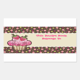 Yummy Cupcake Rezept Buch Buchzeichen Labels Rechteckiger Aufkleber