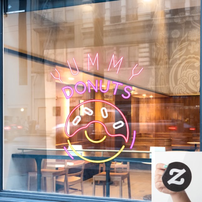 Yummy Donuts Imitate Neon Light Donut Shop Fensteraufkleber (Café-Fenster)