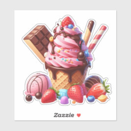 Yummy Erdbeereis Aufkleber