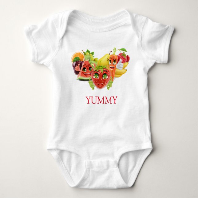 Yummy Fruits Baby Strampler (Vorderseite)