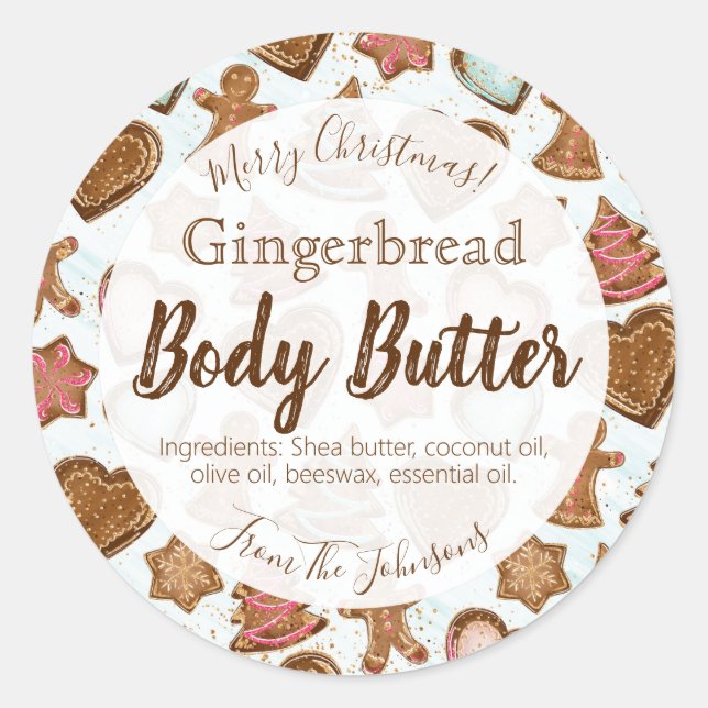 Yummy Gingerbread Scented Body Butter Labels Runder Aufkleber (Vorderseite)