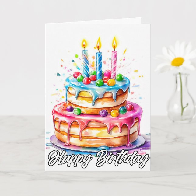 Yummy Happy Birthday Cake Karte (Kleine Pflanze)