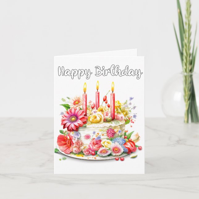 Yummy Happy Birthday Party Cake Karte (Vorderseite)