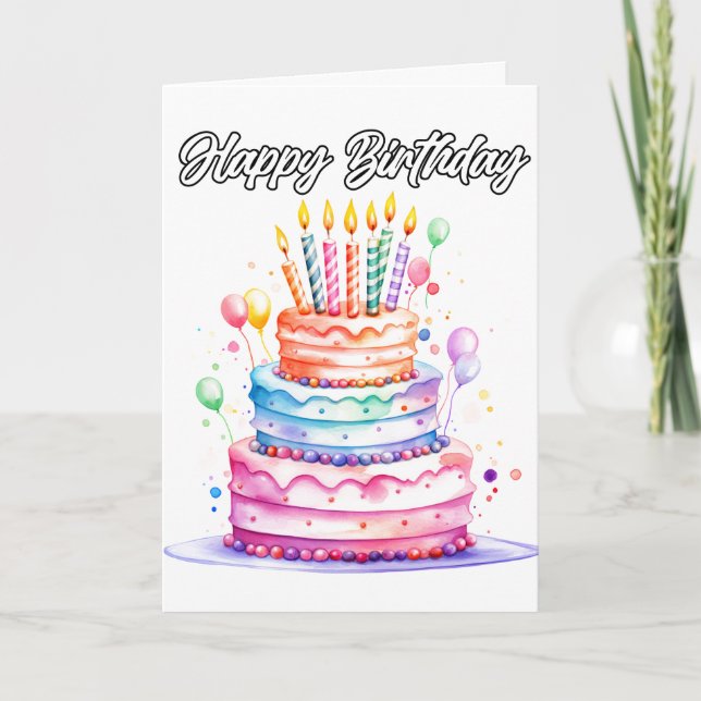 Yummy Happy Birthday Party Cake Karte (Vorderseite)