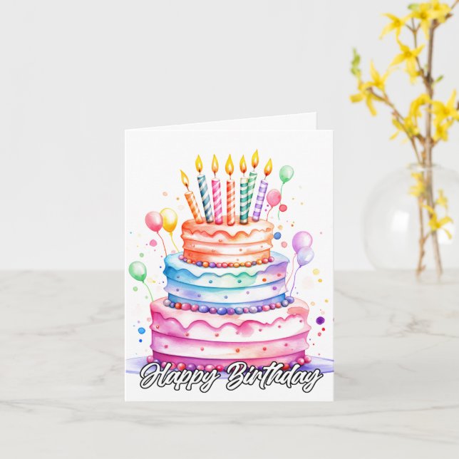 Yummy Happy Birthday Party Cake Karte (Gelbe Blume)