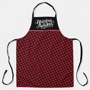 Yummy Holidays Tartan Black Red Kariert Typografie Schürze