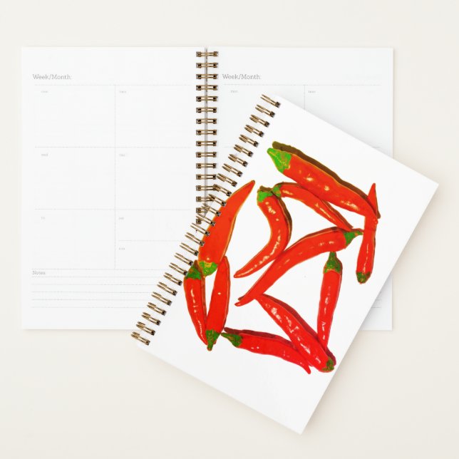 Yummy Hot Red Chili Paprikaschoten Pepper Pattern Planer (Anzeige)