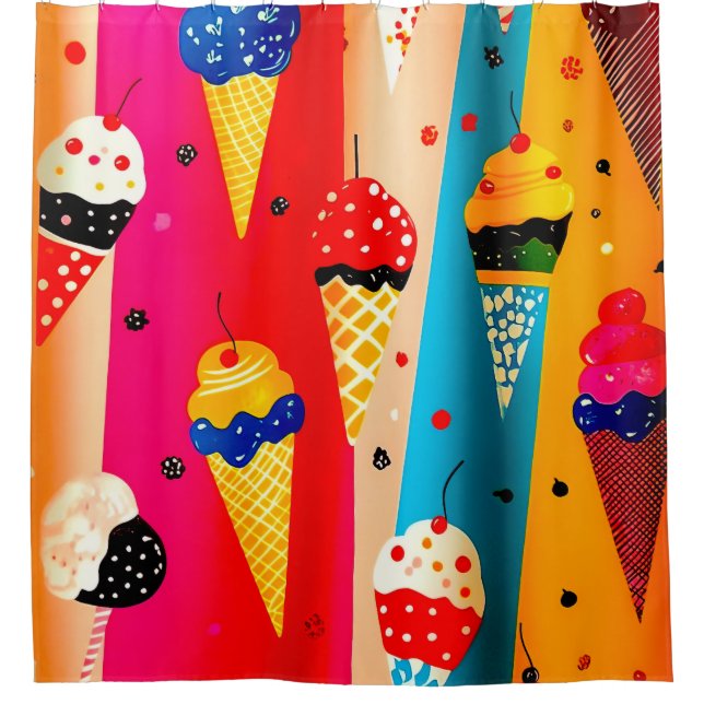 Yummy Ice Cream Duschvorhang (Vorderseite)