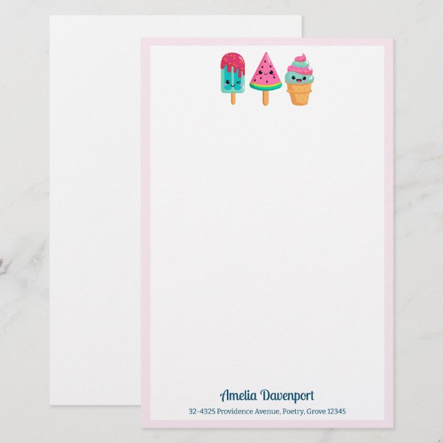 Yummy Ice Cream Trio Summer Vibe Briefpapier (Vorne/Hinten)