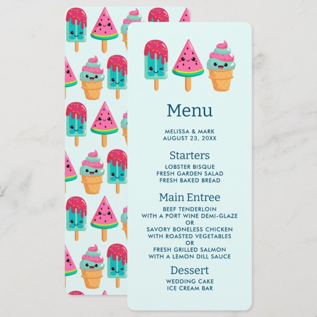 Yummy Ice Cream Trio Summer Vibe Einladung (Vorne/Hinten)