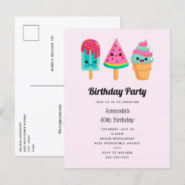 Yummy Ice Cream Trio Summer Vibe Geburtstag Einladungspostkarte