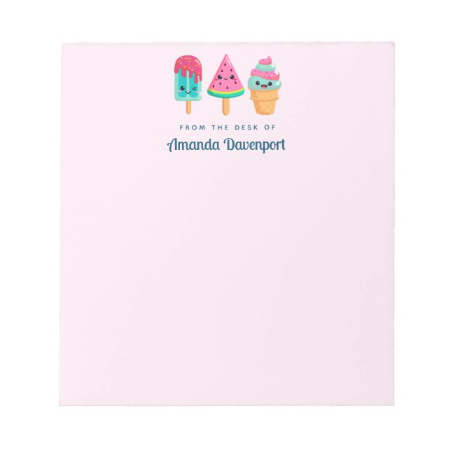 Yummy Ice Cream Trio Summer Vibe Notizblock (Vorderseite)