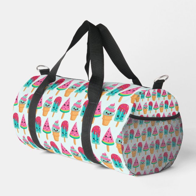Yummy Ice Cream Trio Summer Vibe Pattern Duffle Bag (Rechte Ecke)