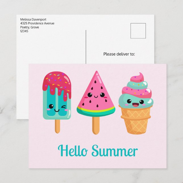 Yummy Ice Cream Trio Summer Vibe Postkarte (Vorne/Hinten)