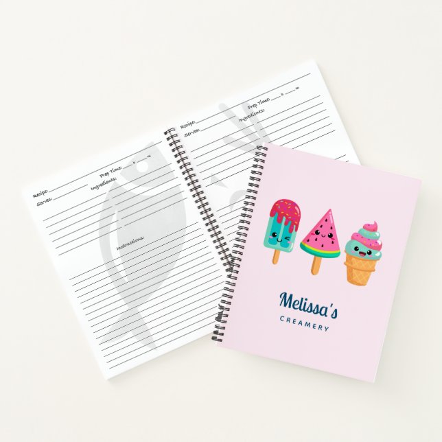 Yummy Ice Cream Trio Summer Vibe Rezept Notizbuch (Innenseite)