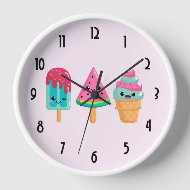 Yummy Ice Cream Trio Summer Vibe Uhr (Vorderseite)