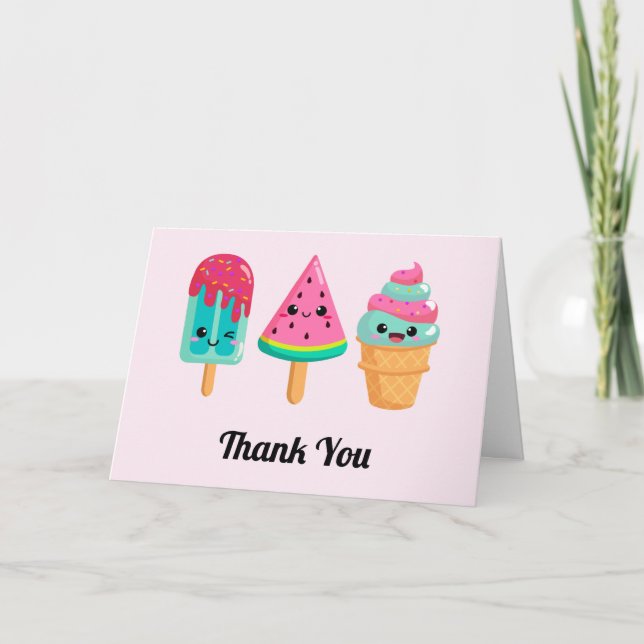Yummy Ice Cream Trio Summer Vibe Vielen Dank Karte (Vorderseite)