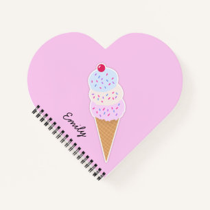 Yummy Icecream Cone Personalisiert Heart Notebook Notizbuch