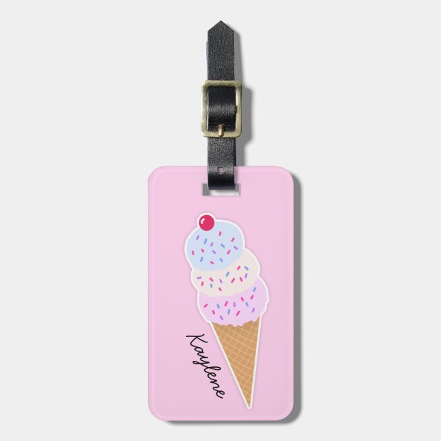 Yummy Icecream Cone Personalisierter Gepäcktag Gepäckanhänger (Vorderseite vertikal)