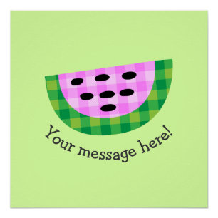 Yummy karierte Wassermelone-Scheibe-Neonikone Poster