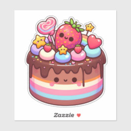 Yummy kawaii Schokoladenkuchen Aufkleber